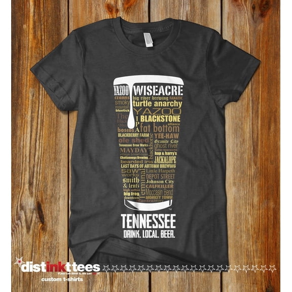 Tennessee Beer Shirt - Dark Heather, Small -L-S | Typography Print Beer Lover Gift for Men