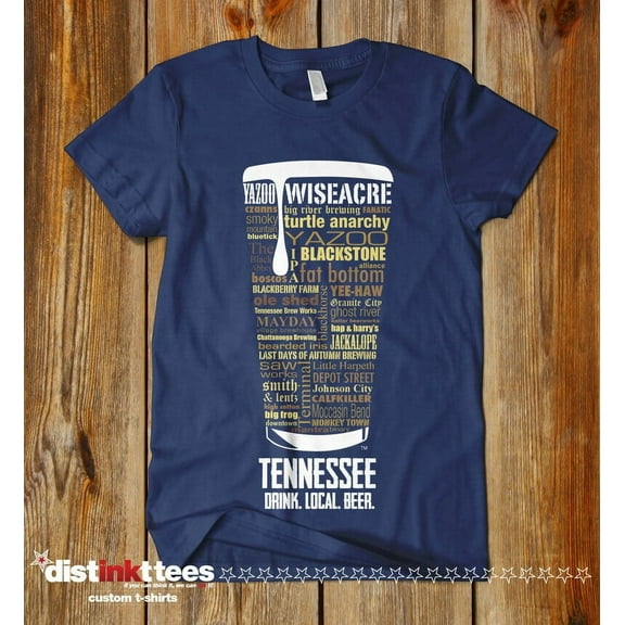 Tennessee Beer Shirt - Navy, X-Large | Typography Print Beer Lover Gift for Men