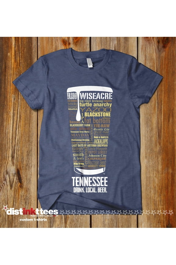 Tennessee Beer Shirt - Vintage Navy Blue, X-Large | Typography Print Beer Lover Gift for Men