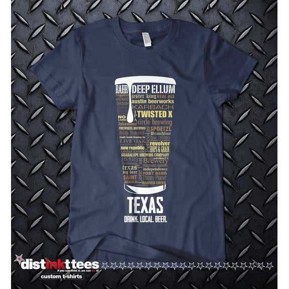 Texas Beer Shirt - Vintage Navy Blue, Small | Typography Print Beer Lover Gift for Men
