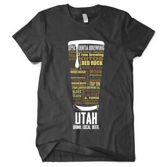 Utah Breweries Pint Glass T-Shirt - Craft Beer Lover Gift - Brewery Tour Must-Have Dark Heather X-Large