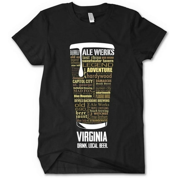 Virginia Beer Shirt - Black, X-Large | Typography Print Beer Lover Gift for Men