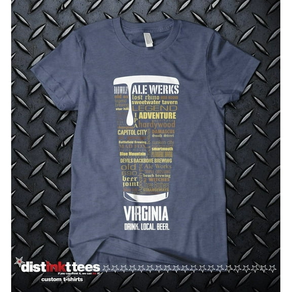 Virginia Beer Shirt - Navy, 4XL | Typography Print Beer Lover Gift for Men