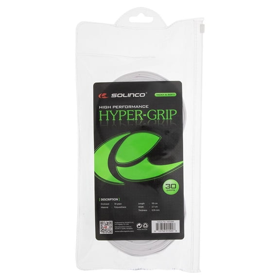 Solinco Hyper Extra Tacky Tennis Overgrip White 30 Pack