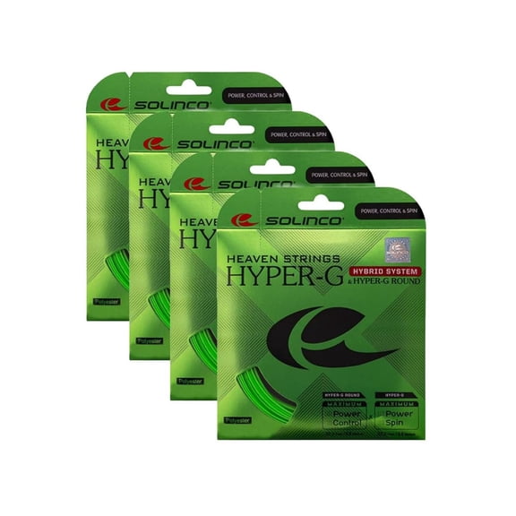 Solinco Hyper-G & Hyper-G Round Hybrid Tennis String Setup, 4 pack, 16L