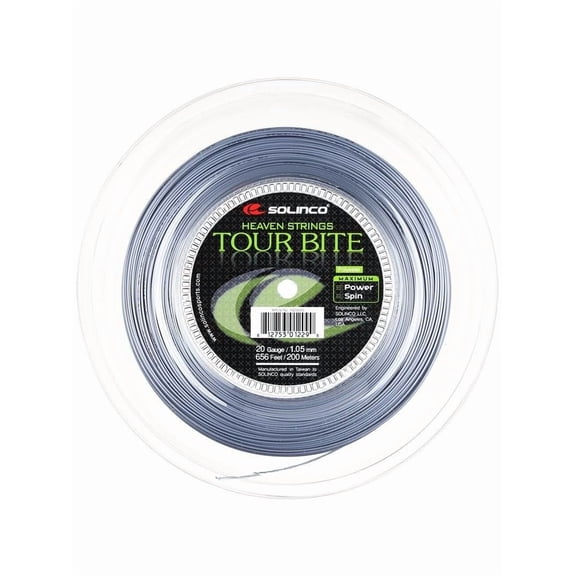 Solinco Tour Bite Tennis String - Engineered for Aggressive Play - 15L/16/16L/17/18/19/20 Gauge - Best for Spin, Control, and Durability Tour Bite String Reel,660 ft/200M, 20g
