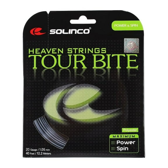 Solinco Tour Bite Tennis String - Engineered for Aggressive Play - 15L/16/16L/17/18/19/20 Gauge - Best for Spin, Control, and Durability Tour Bite String Set, 40 ft/12.2M, 20g