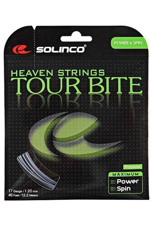 Tour Bite Tennis String - Engineered for Aggressive Play - 15L/16/16L/17/18/19/20 Gauge - Best for Spin, Control, and Durability Tour Bite String Set, 40 ft/12.2M, 17g