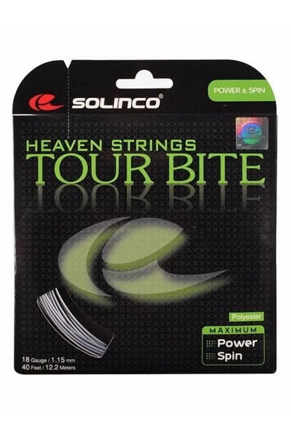 Tour Bite Tennis String - Engineered for Aggressive Play - 15L/16/16L/17/18/19/20 Gauge - Best for Spin, Control, and Durability Tour Bite String Set, 40 ft/12.2M, 18g