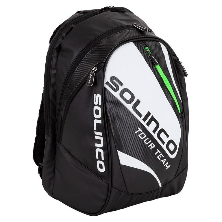 Solinco Tour Team Tennis Backpack White and Black with Green Zipper Lining OS Walmart
