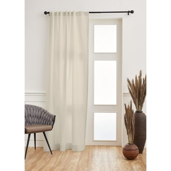 Solino Home Cotton Linen Curtain 132 Inches Long - Rod Pocket and Hidden Tab 2 in 1 Hanging Style - Linen Curtain 52 x 132 Inch for Living Room, Bedroom, Indoor, Outdoor