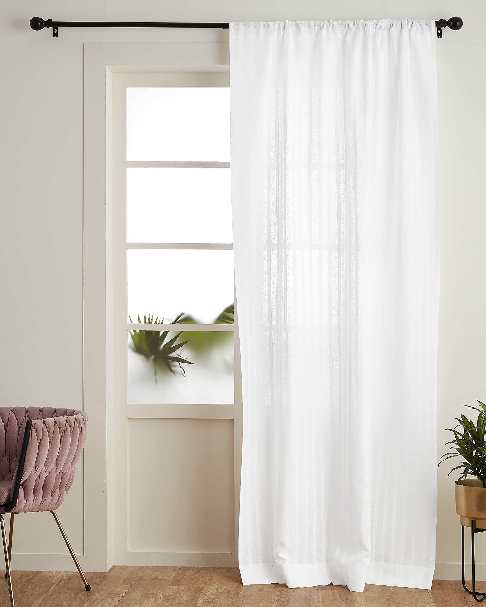 Solino Home Flax Linen Sheer Curtain 96 Inches Linen X Cotton Stripe — free download