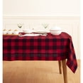 thumbnail image 1 of Linen Checkered Tablecloth 52 x 52 Inch - 100% Pure Linen Red and Black Square Table Cloth - Machine Washable Buffalo Plaid Table Throw, 1 of 5