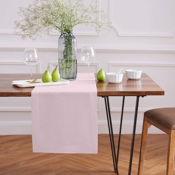 Solino Home Linen Table Runner 36 Inches - 100% Pure Linen Ice Lilac Table Runner 14 x 36 Inch Ideal for Dresser and Coffee Tables - Summer, Fall, Autumn - Sonoma