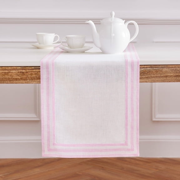 Solino Home Linen Cherry Blossom Table Runner 90 Inches Long - 100% Pure Linen 14 x 90 Inch Table Runner for Valentines - Mila