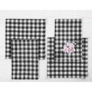 Linen Napkins Set of 4 - 100% Pure Linen Gingham Black Dinner Napkins 20 x 20 Inch - Handcrafted and Machine Washable - Gingham Check