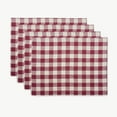 thumbnail image 1 of Solino Home Set of 4 Beet and Cream Pure Linen Placemats 14 x 19 Inch - New Year, Valentines – Morgan Check, Handcrafted, 1 of 6