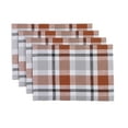 thumbnail image 1 of Solino Home Set of 4 Pure Linen Cinnamon Plaid Placemats 14 x 19 Inch - New Year – Fall Buffalo Check, Handcrafted, Machine Washable, 1 of 6