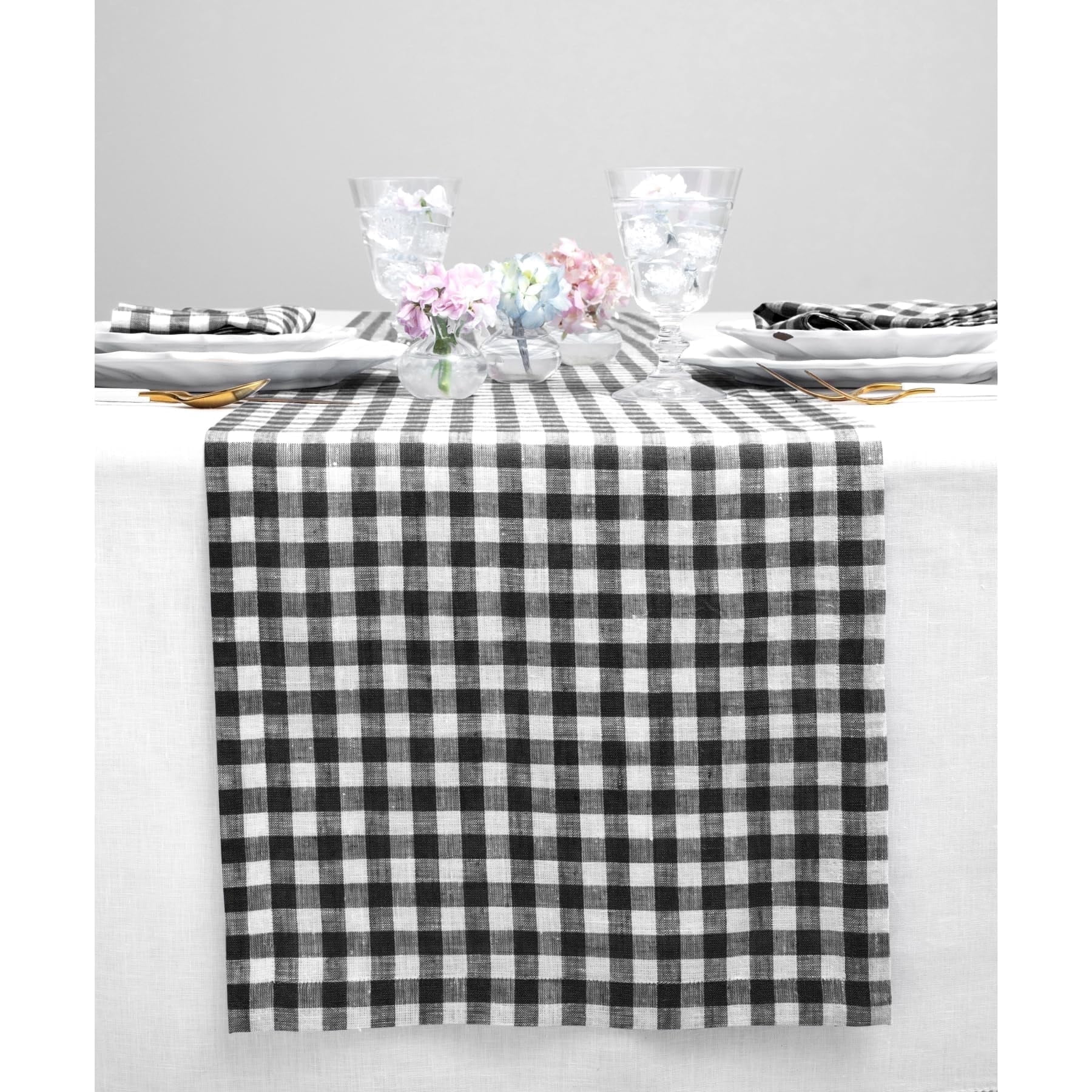 Solino Home Linen Gingham Table Runner - Thumbnail 3