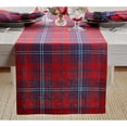 thumbnail image 1 of Plaid Table Runner 60 Inches - 100% Pure Linen Red and Navy Tartan Plaid Table Runner 14 x 60 Inch Ideal for Dresser and Coffee Tables, 1 of 5