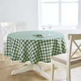 thumbnail image 1 of Solino Home Linen Round Tablecloth 60 Inch - 100% Pure Linen Green and Natural Tablecloth - Morgan Check, Machine Washable Table Cloth for New Year, 1 of 5