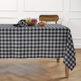 thumbnail image 1 of Solino Home Linen Square Tablecloth 52 x 52 Inch - 100% Pure Linen Navy and Natural Table Throw - Morgan Check, Machine Washable Table Cloth for Holiday, Winter, 1 of 4