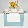 thumbnail image 1 of Linen Table Runner 72 Inches Long - 100% Pure Linen Aqua Blue and White Table Runner 14 x 72 Inch - Contempo, 1 of 5