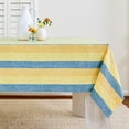 thumbnail image 1 of Solino Home Linen Tablecloth 52 x 52 Inch - Cabana Stripe, 100% Pure Linen Bright Summer Stripe Square Tablecloth - Machine Washable Table Throw, 1 of 4