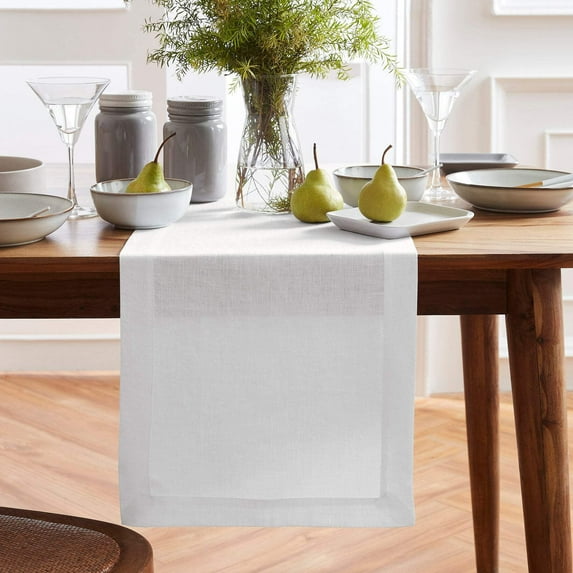 Solino Home Linen White Table Runner 90 Inches Long - 100% Pure Linen 14 x 90 Inch Table Runner for Dining, Summer, Fall, Autumn, Halloween - Sonoma