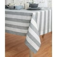 thumbnail image 1 of Solino Home Linen Tablecloth 60 x 120 Inch - Cabana Stripe 100% Pure Linen Grey and White Table Cloth for Rectangle Tables - Machine Washable Tablecloth for Summer, Fall, Autumn, 1 of 5