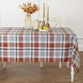 thumbnail image 1 of Solino Home Linen Tablecloth 60 x 90 Inch - 100% Pure Linen Plaid Cinnamon Table Cloth for Rectangle Tables - Fall Buffalo Check Machine Washable Tablecloth for Autumn, Halloween, 1 of 6