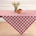 thumbnail image 1 of Solino Home Linen Tablecloth 52 x 52 Inch - 100% Pure Linen Beet and Cream Square Table Throw - Morgan Check, Machine Washable Table Cloth for Fall, Autumn, Halloween, Thanksgiving, Christmas, Holida, 1 of 4