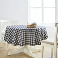 thumbnail image 1 of Solino Home Linen Tablecloth 70 Inch - 100% Pure Linen Round Navy and Natural Table Cloth - Morgan Check, Machine Washable Cloth Tablecloth for Winter, 1 of 5