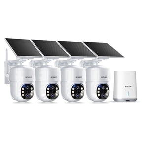 Soliom 5MP Outdoor Solar Security Camera 4-Pack, Wireless, No Subscription, 3K Full-Color Night Vision, 360° Auto Tracking, 2.4G/5G Wi-Fi