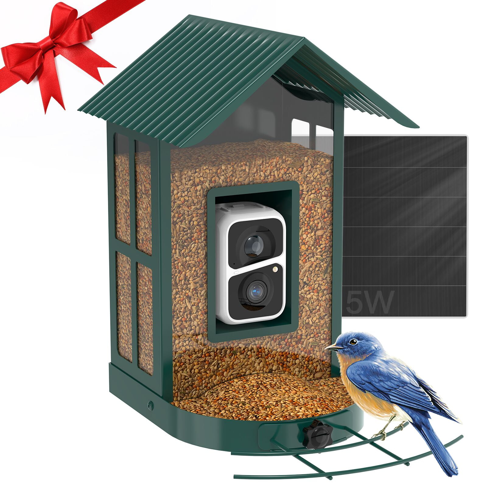 Cozion WiFi Bird Feeder with Solar Camera Identifies Bird Species Bird  Feeder Wild Bird Feeder Station Wild Bird Feeder with Camera Auto Recording  App Notification 32G : : Garden