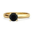 thumbnail image 1 of Solitaire 0.25 Cts Brilliant Cut Black Spinel 925 Sterling Silver Gold Vermeil Promise Women Valentines Day Gifts Ring, 1 of 3