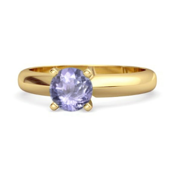 Solitaire 0.25 Cts Brilliant Cut Tanzanite 925 Sterling Silver Gold Vermeil Promise Women Valentines Day Gifts Ring