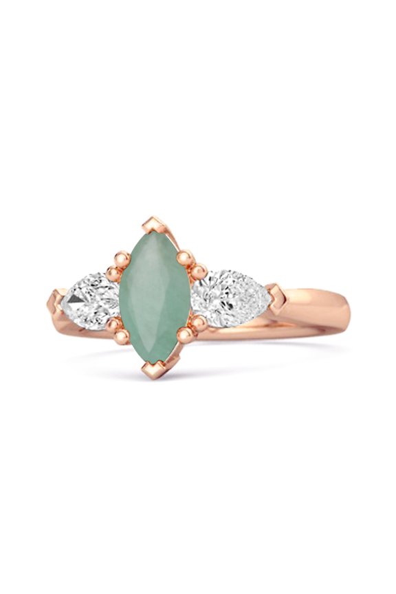 Solitaire 0.25 Ctw Marquise Cut Emerald 925 Sterling Silver Rose Vermeil Women Valentines Day Gifts Ring