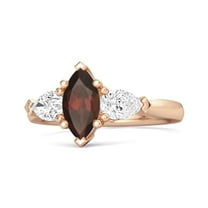 Mooneye Solitaire 0.25 Ctw Marquise Cut Garnet 925 Sterling Silver Rose Plated Women Wedding Ring