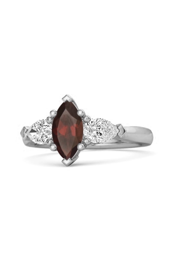 Solitaire 0.25 Ctw Marquise Cut Garnet 925 Sterling Silver Women Valentines Day Gifts Ring
