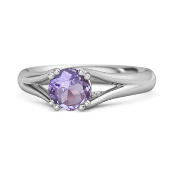 Solitaire 0.25 Ctw Round Amethyst 925 Sterling Silver Split Women Valentines Day Gifts Ring