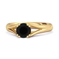 thumbnail image 1 of Solitaire 0.25 Ctw Round Black Spinel 925 Sterling Silver Gold Vermeil Split Women Valentines Day Gifts Ring, 1 of 3