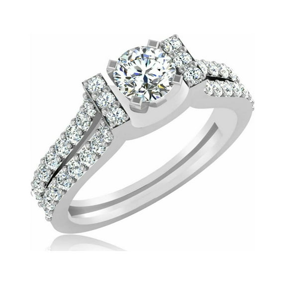 Solitaire 1.00 Carat 6.50 MM White Moissanite Diamond 18k White Gold Plated Ring Engagement Promise Ring , Wedding Ring , Ring for Her