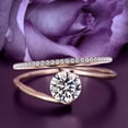 thumbnail image 1 of Solitaire 1.50 Carat Round Cut Diamond Moissanite Unique Engagement Ring, Classic Wedding Ring, One Matching Band in 10k Solid Rose Gold Band, Gift For Her, Promise Ring, Anniversary Ring, Bridal Set, 1 of 3