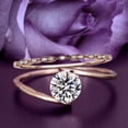 thumbnail image 1 of Solitaire 1.50 Carat Round Cut Diamond Moissanite Unique Engagement Ring, One Matching Band Wedding Ring in 925 Sterling Silver With 18k Rose Gold Plating Band, Gift For Her, Promise, Anniversary Ring, 1 of 3