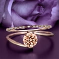 thumbnail image 1 of Solitaire 1.50 Carat Round Cut Morganite Unique Engagement Ring, One Matching Band Wedding Ring In 925 Sterling Silver With 18K Rose Gold Plating Band, Gift For Her, Promise, Anniversary Ring, 1 of 3