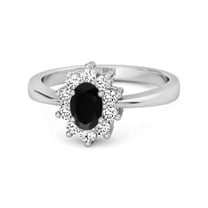 Solitaire 1.50 Cts Black Spinel 925 Sterling Silver Halo Accent Women Valentines Day Gifts Ring
