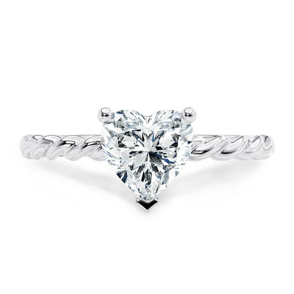 Solitaire 1.5Ct Heart Cut Moissanite Diamond Ring for Women 14K White Gold Plated on Silver