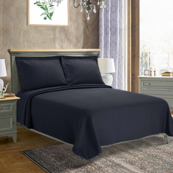 Solitaire 100% Cotton Jacquard Matelassé Bedspread Set Navy Blue / Twin