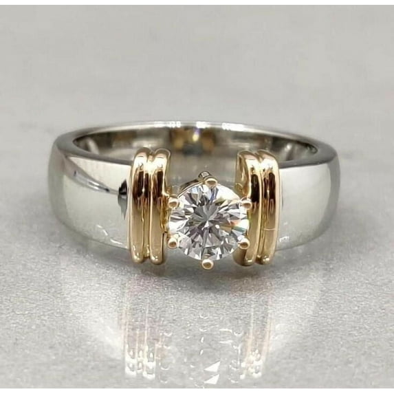 Solitaire 1CT Round Cut Lab-Created Diamond Women's Engagement Ring 14K White Gold Plated